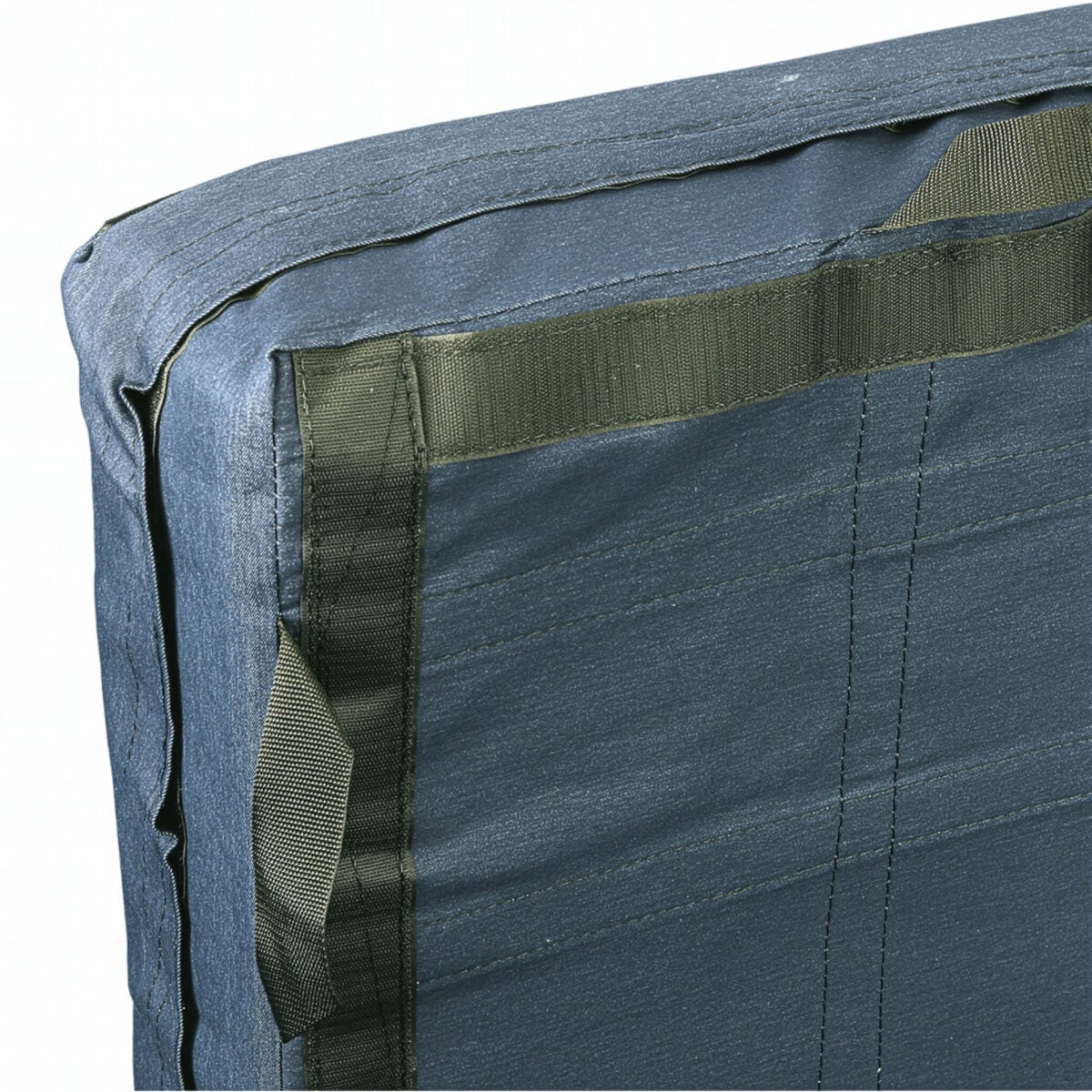 A photo of the bottom of the Pit Pillow, showing how it's bordered with Velcro.